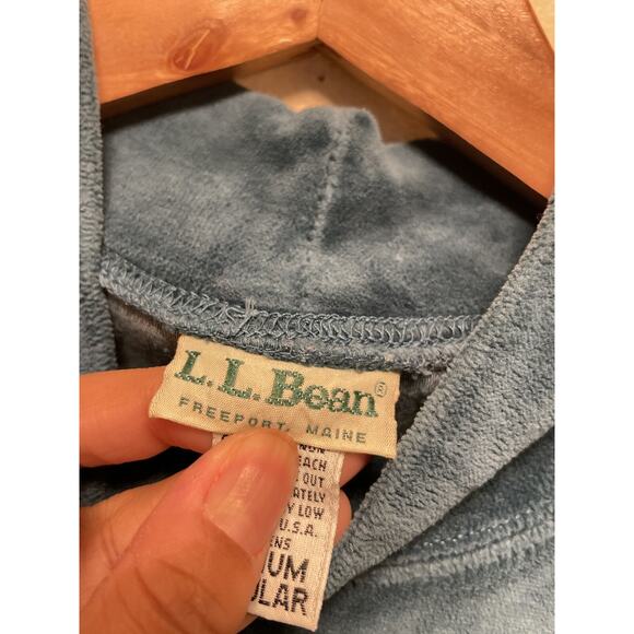 Vintage LL Bean Womens Dress Medium Blue Terry Velour Turtleneck Prairie 90s - Picture 2 of 9
